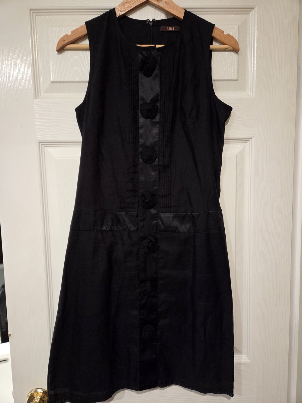 Reiss Aries Black Cotton Silk Rosette Dress UK 10 - Picture 2 of 7
